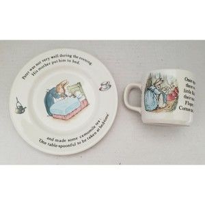 Wedgwood & Barlaston of Etruria Peter Rabbit Plate & Cup Beatrix Potter Designs